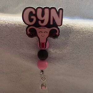 Pink and Black GYN Badge Reel